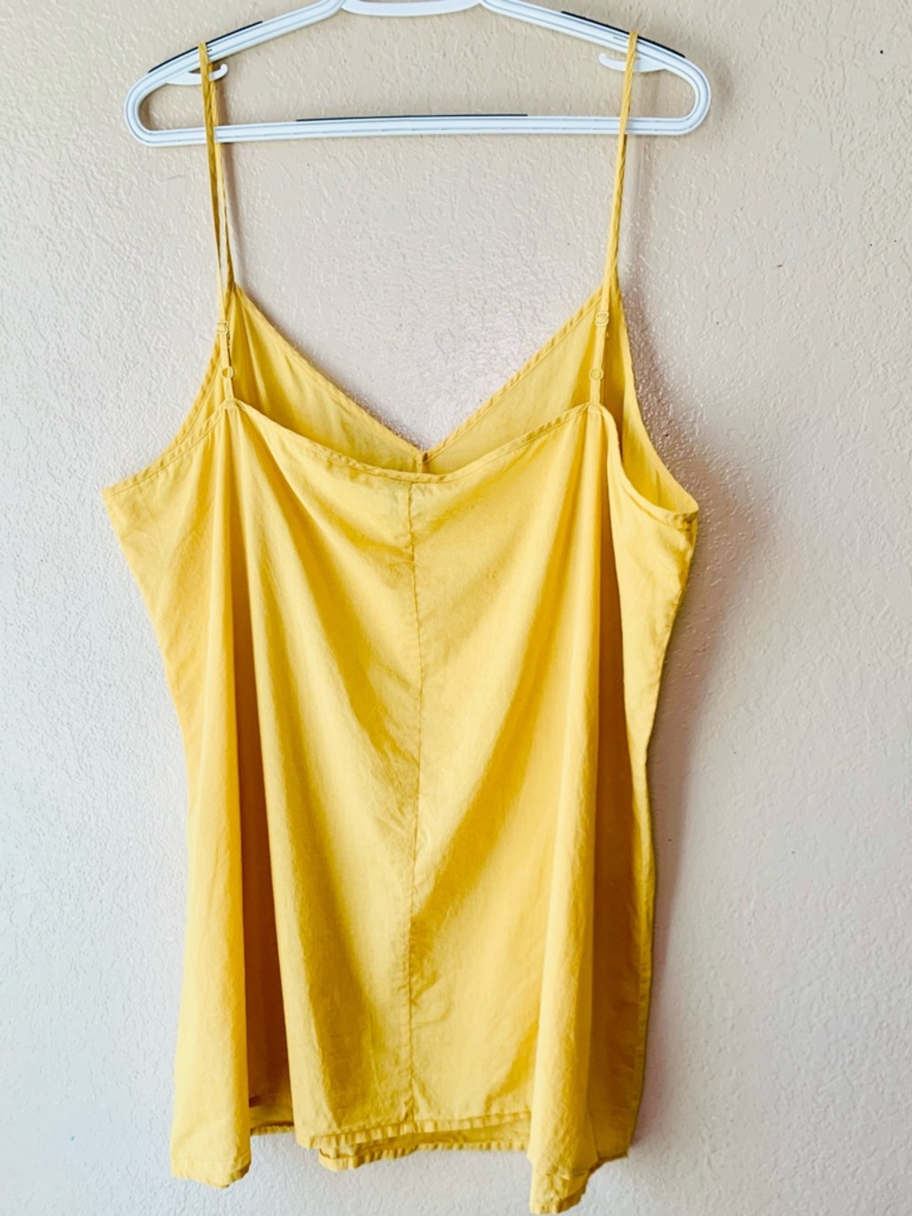 WRAP LONDON Butter Yellow Cotton Spaghetti Strap Boho Mini Slip Dress Size 16 - Picture 5 of 7